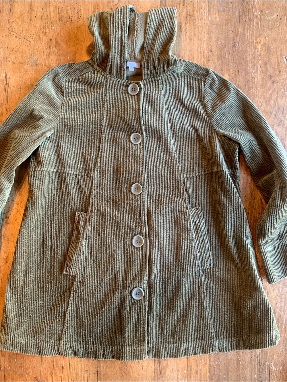 Habitat Olive Green Corduroy Hooded Coat - Picture 12 of 16